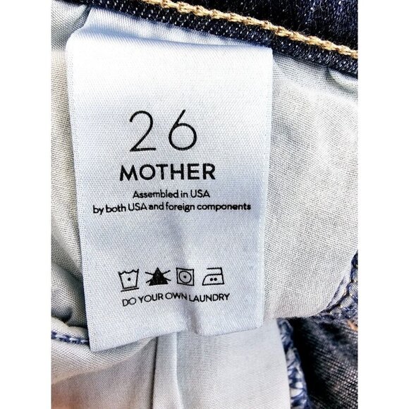 Mother Size 26X27 Women's The Cha Cha Fray Girl Crush Blue Denim Flare Jeans USA - Picture 7 of 14